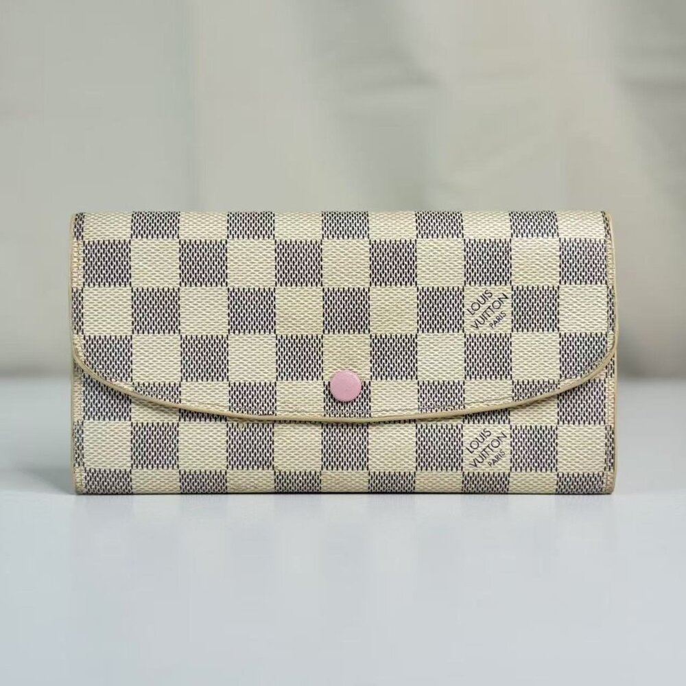 Louis Vuitton Emilie Wallet Damier Azur with Pink Interior